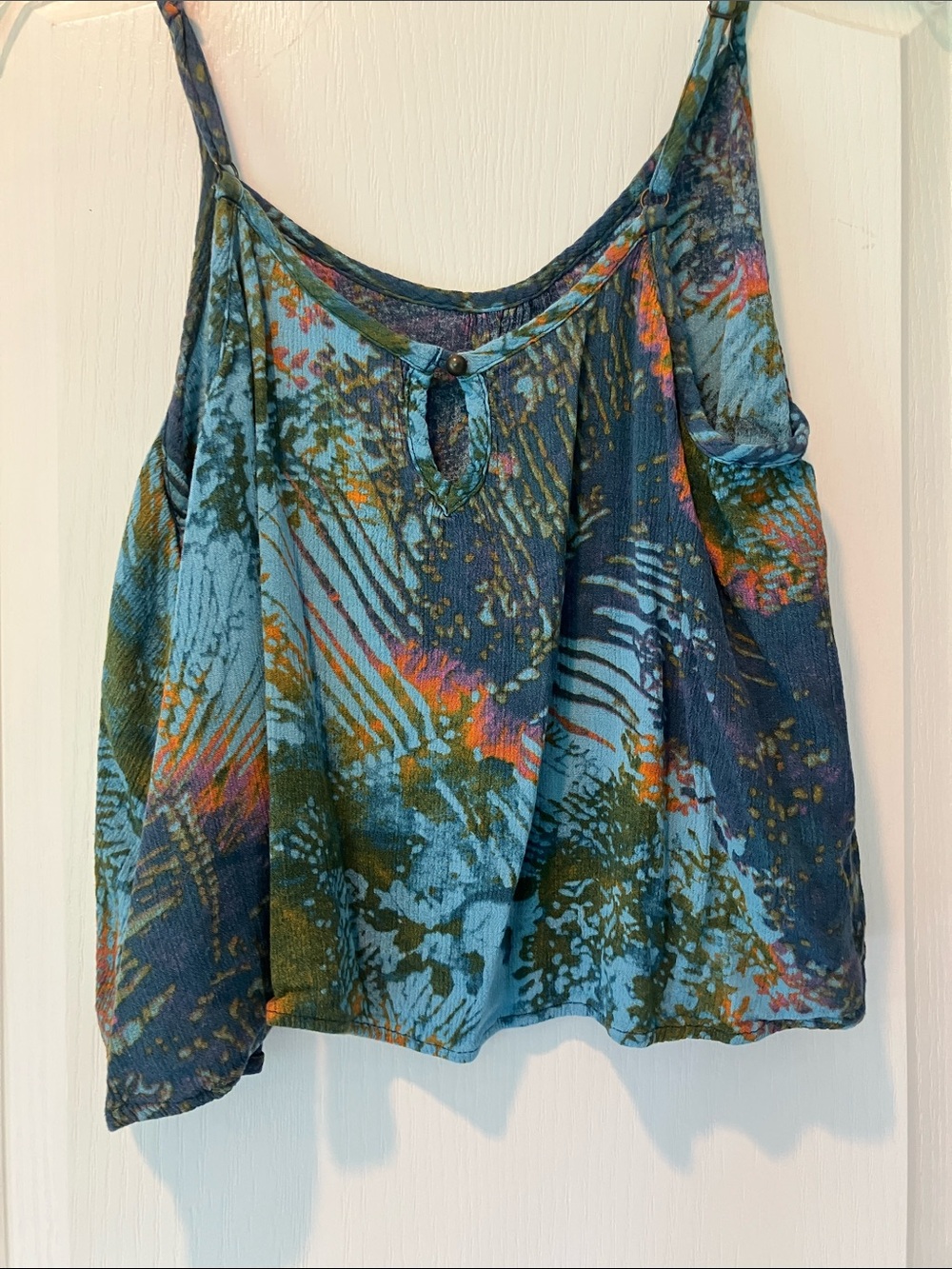 Mossimo Supply Co. Teal Navy Olive Abstract Spaghetti Strap Camisole - Picture 3 of 3